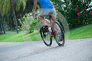 Woman riding mountain bike