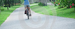 Woman riding mountain bike