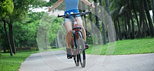 Woman riding mountain bike