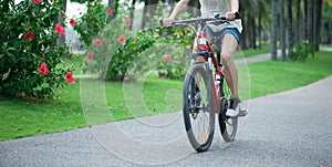 Woman riding mountain bike