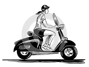 Woman riding a scooter