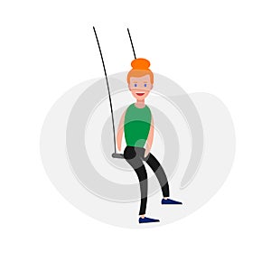 Woman riding on a swing colorful clipart. riding on a swing flat illustration