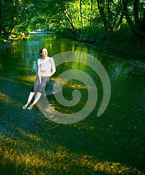 Woman in river