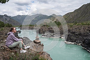 Woman at the river Katun