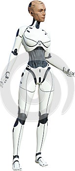 Woman Robot Female Android Isolated, Cyborg