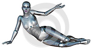 Woman Robot YOUR PRODUCT HERE Isolated