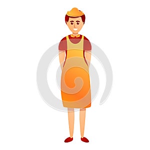 Woman room service icon, cartoon style