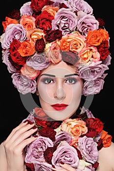 Woman in roses