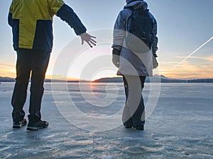 Woman run on the beah. Winter sports outdoor fitness concept