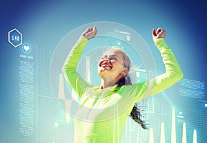 Woman runner celebrating victory