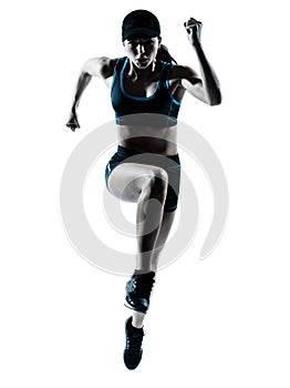 Woman runner jogger jumping photo