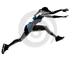 Woman runner jogger jumping