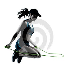 Woman runner jogger jumping rope