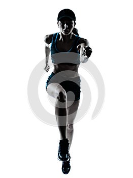 Woman runner jogger jumping silhouette