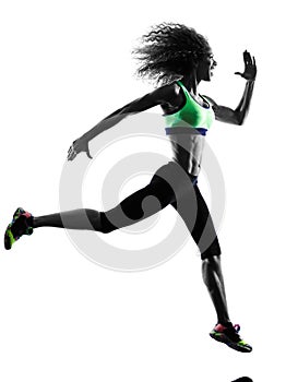 Woman runner jogger running jogging silhouette
