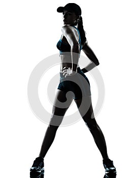 Woman runner jogger stretching silhouette