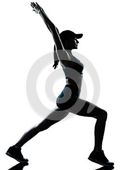 Woman runner jogger stretching warm up