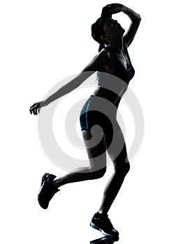 Woman runner jogger tired breathless silhouette