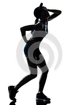 Woman runner jogger tired breathless silhouette