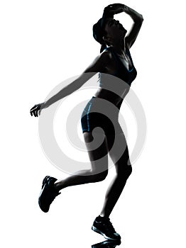 Woman runner jogger tired breathless silhouette photo