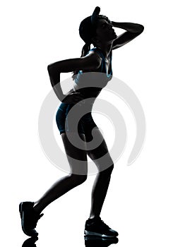 Woman runner jogger tired breathless silhouette photo