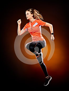 Woman runner running jogger jogging isolated