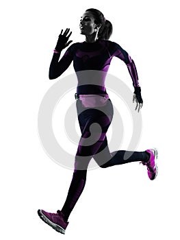 Woman runner running jogger jogging isolated silhouette shadow