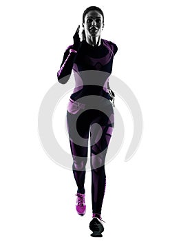 Woman runner running jogger jogging isolated silhouette shadow