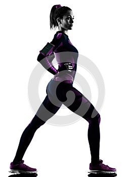 Woman runner running jogger jogging isolated silhouette shadow