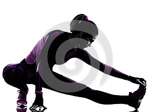 Woman runner running jogger jogging isolated silhouette shadow