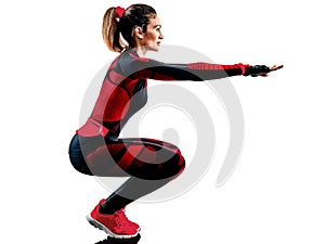 Woman runner running jogger jogging jumpsuit isolated white background