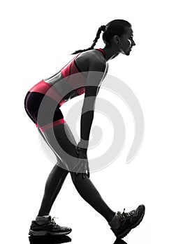 Woman runner running jogger jogging silhouette