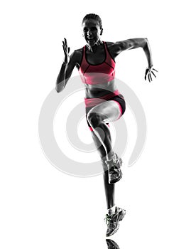 Woman runner running jogger jogging silhouette