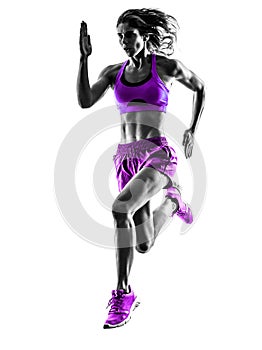 Woman runner running jogger jogging silhouette