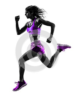 Woman runner running jogger jogging silhouette