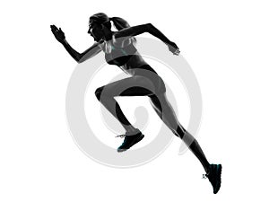 Woman runner running jogger jogging silhouette