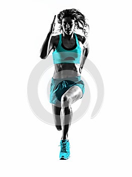 Woman runner running jogger jogging silhouette