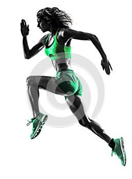 Woman runner running jogger jogging silhouette