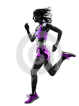 Woman runner running jogger jogging silhouette