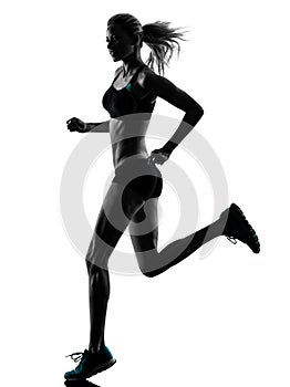 Woman runner running jogger jogging silhouette