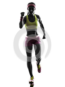 Woman runner running silhouette