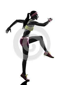 Woman runner running silhouette photo