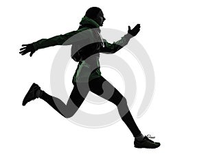 Woman runner running trekking silhouette photo