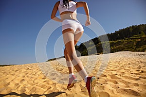 Woman running on beach