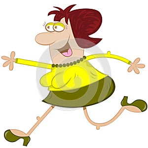 Woman Running Cartoon Character