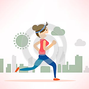 Woman running jogging city run training marathon sport