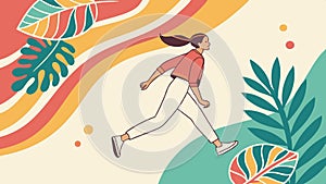 Woman running in nature, active lifestyle vector design art Generative AI photo