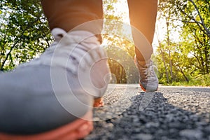 Woman running on nature, Healthy lifestyle concept