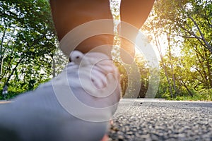 Woman running on nature, Healthy lifestyle concept