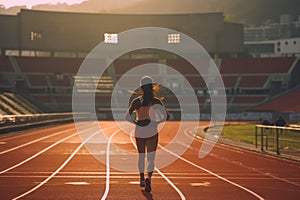 A woman running on a track. AI generated